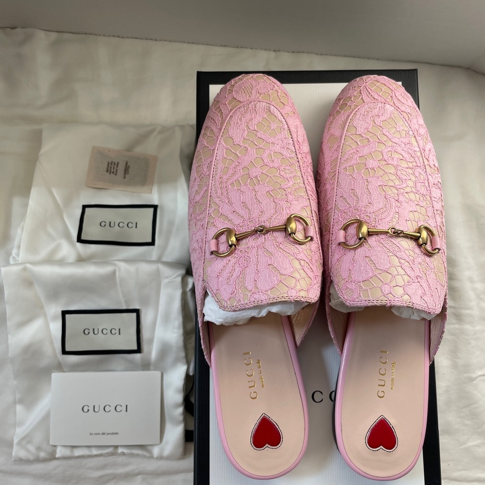 Authentic GUCCI Princetown Lace Malaga Mules/Slippers NIB